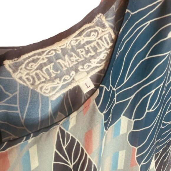 Pink Martini | Floral Sleeveless Midi Dress Navy Multi Boho Resort Size L | EUC - Picture 5 of 12